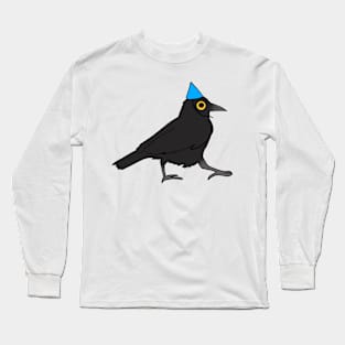 Cute crow with birthday hat Long Sleeve T-Shirt